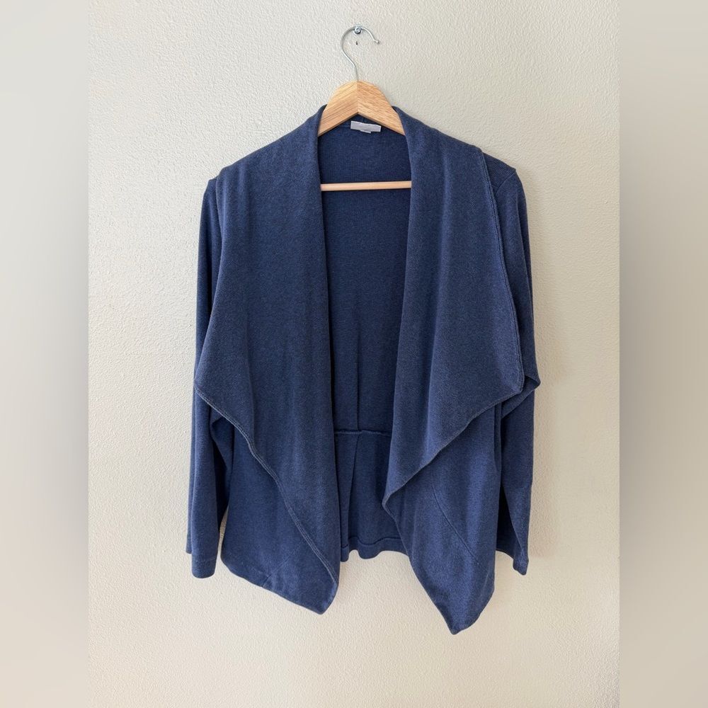 Habitat Navy Blue Open Front Draped Cozy Knit Layering Cardigan Size L